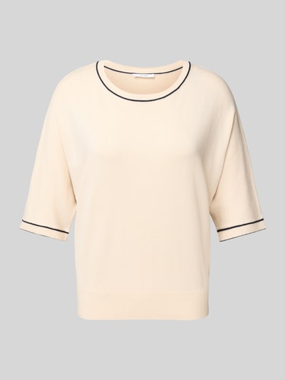 OPUS Bluzka z dzianiny z okrągłym dekoltem model ‘Prepi’ Beżowy 2