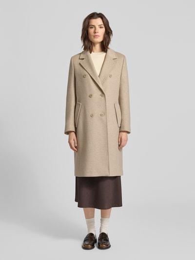 Drykorn Regular fit lange jas van kasjmiermix, model 'Bramcote' Zand - 4