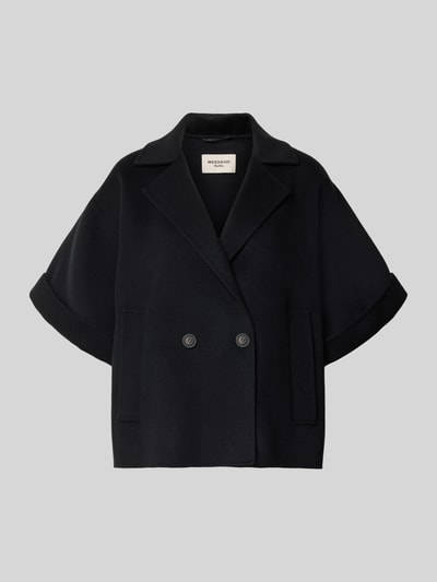 Produktfoto, Regular Fit Kurzmantel aus reiner Schurwolle Modell 'NEO' von Weekend Max Mara, unifarben, gebürstete Textur, Reverskragen, kurzer Umschlagärmel, seitliche Leistentaschen, doppelter 1-Knopf-Verschluss