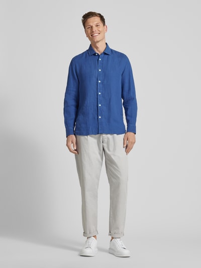 Mango Regular Fit Leinenhemd mit Kentkragen Modell 'AVISPAG' Jeansblau 1