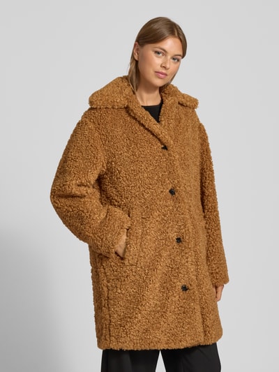 HUGO Płaszcz z futerka o kroju regular fit z wykładanym kołnierzem model ‘MIMINA-1’ Koniakowy 4