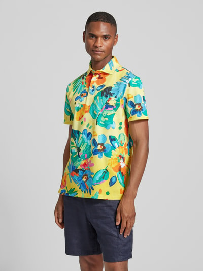 Polo Ralph Lauren Slim Fit Poloshirt mit Allover-Muster Gelb 4
