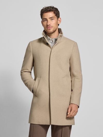 Matinique Lange jas met opstaande kraag, model 'Harvey' Beige - 4