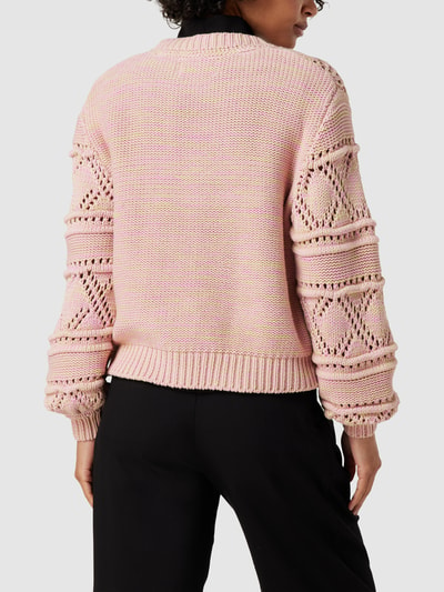 moves Sweter z dzianiny z ażurowym wzorem model ‘Cottana’ Różowy 5