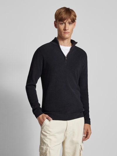 Blend Gebreide pullover met schipperskraag, model 'Codford' Zwart - 4