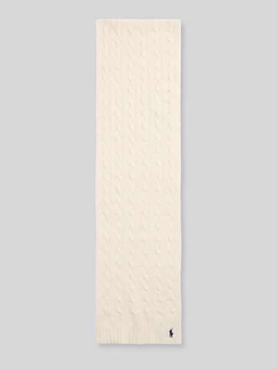 Polo Ralph Lauren Schal aus Schurwoll-Kaschmir-Mix mit Logo-Stitching Offwhite 4