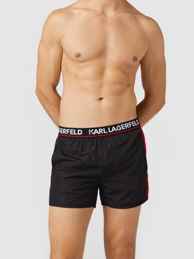 Karl Lagerfeld Beachwear Spodenki kąpielowe z naszywką z logo Czarny 3