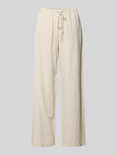 Produktfoto, Stoffhose aus Viskose-Mix Modell 'PRISILLA' von Vila, cremefarben, Wide-Leg-Pants, Tunnelzug, Eingrifftaschen, Leinen-Viskose-Anteil