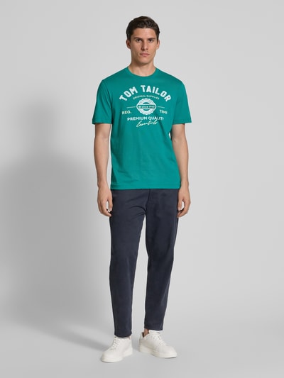 Tom Tailor Regular Fit T-Shirt aus reiner Baumwolle Dunkelgruen 1