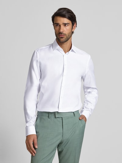 Jake*s Slim Fit Businesshemd mit extra langem Arm Weiss 4