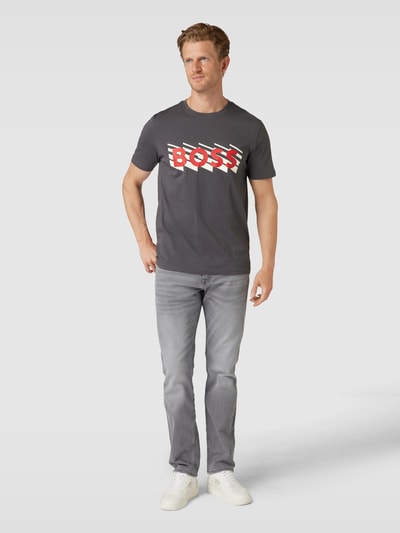 BOSS Orange T-Shirt mit Label-Print Modell 'Rete' Dunkelgrau 1