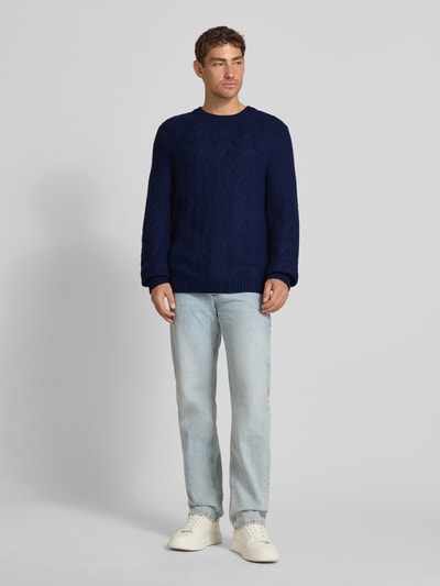 Christian Berg Men Gebreide pullover met kasjmier Marineblauw - 1