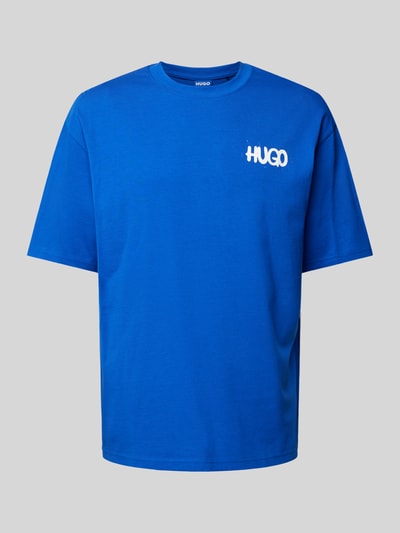 Hugo Blue T-shirt o kroju oversized z nadrukiem z logo model ‘Nimayliti’ Niebieski 2