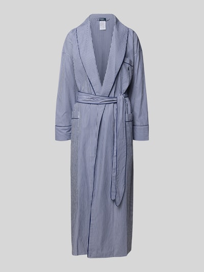 Produktfoto, Regular Fit Kimono aus reiner Baumwolle von Polo Ralph Lauren in blau-weiß gestreifter Two Tone Popeline mit Taillengürtel und Schalkragen.