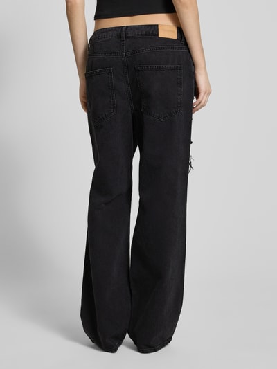 Review Straight leg jeans in destroyed-look Zwart - 5