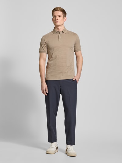 Emporio Armani Slim Fit Poloshirt mit Label-Print Taupe 1