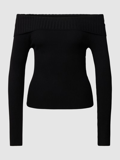 Only Off-Shoulder-Pullover in unifarbenem Design Modell 'BERTHA' Black 2