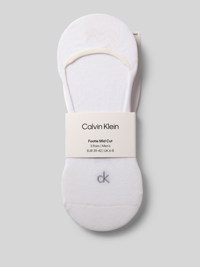 Produktfoto, Füsslinge aus Baumwoll-Mix im 3er-Pack von CK Calvin Klein in Weiß mit schlichter Struktur, Herren Socken, neutrale Hintergrundfarbe