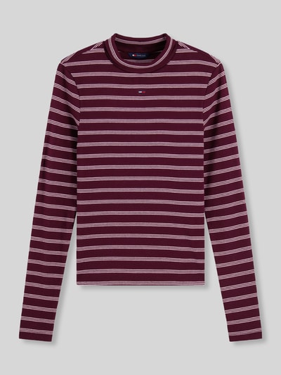 Tommy Jeans Slim Fit Langarmshirt aus Baumwoll-Mix Bordeaux 2