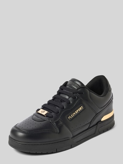 Produktfoto, Sneaker mit Schnürverschluss Modell 'VIPER' von PLEIN SPORT in Schwarz mit Abgerundete-Spitze, Label-Detail und strukturierter Sohle, Absatzhöhe 3 cm, Schafthöhe 9 cm, Schaftweite 8 cm