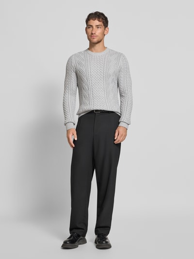 Jack & Jones Premium Strickpullover mit gerippten Abschlüssen Modell 'BLUSEAN' Hellgrau Melange 1