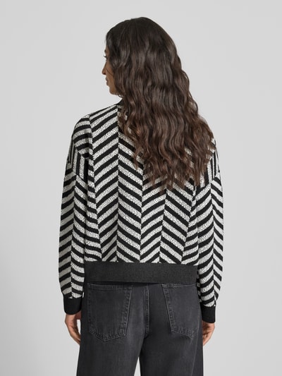 comma Gebreide pullover in all-over look met opstaande kraag Antraciet - 5