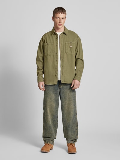 Dickies Relaxed Fit Jeanshemd mit Brusttaschen Modell 'HOUSTON' Oliv 1