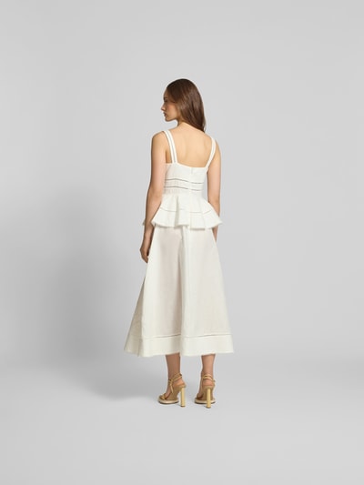 Self-Portrait Knielanges Kleid mit Knopfleiste Ecru 5