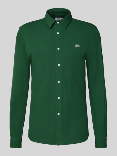 Lacoste Koszula casualowa o kroju slim fit z fakturą Zielony 2