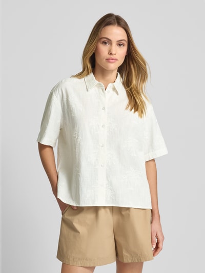 Jake*s Casual Bluzka koszulowa o kroju relaxed fit z fakturowanym wzorem Złamany biały 4