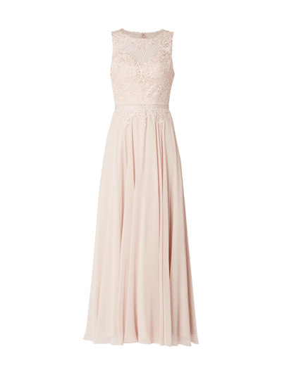 Laona Sukienka wieczorowa z szyfonu z ozdobnymi tasiemkami Beżowy 2