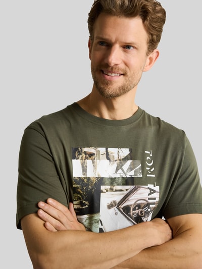 Tom Tailor Regular Fit T-Shirt aus reiner Baumwolle Oliv 3