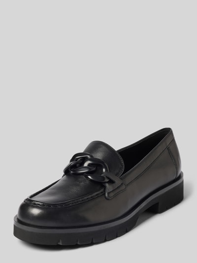 Productfoto, Loafers uit leer met geprofileerde zool van Högl, afgeronde punt, comfortmodel, hakhoogte maat 40: 3 cm, schachthoogte 6 cm, schachtbreedte 13 cm, dames, zwart, glad oppervlak