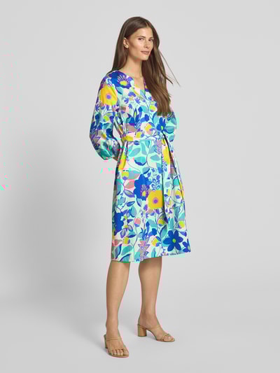 ETERNA Sukienka o długości do kolan z wiązanym paskiem Turkusowy 1