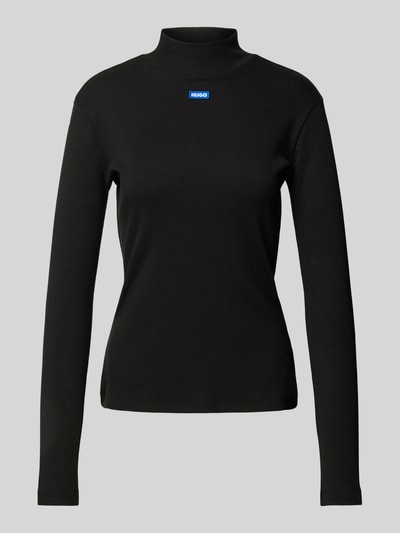 Hugo Blue Longsleeve aus Viskose mit geripptem Stehkragen Black 2