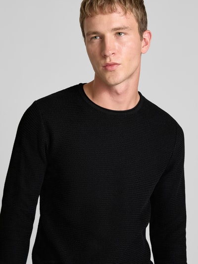 Only & Sons Regular fit gebreide pullover van puur katoen, model 'ERIC' Zwart - 3