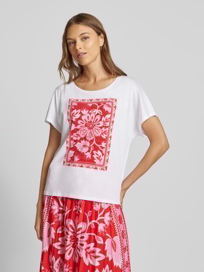 Oui T-shirt met motiefprint en ronde hals Wit - 4