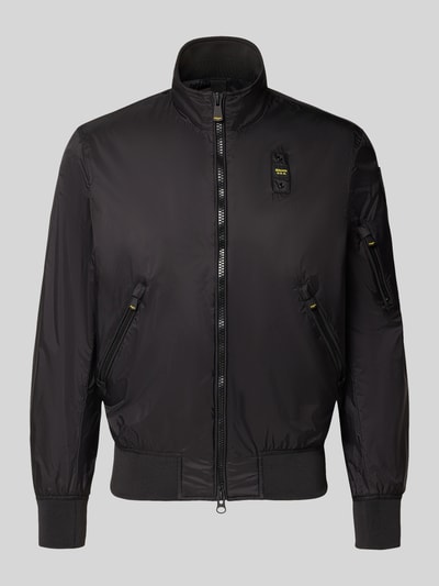 Produktfoto, schwarze Jacke mit Reißverschlusstaschen Modell 'Brahms' von Blauer Usa, Regular Fit, Stehkragen, glatte Textur