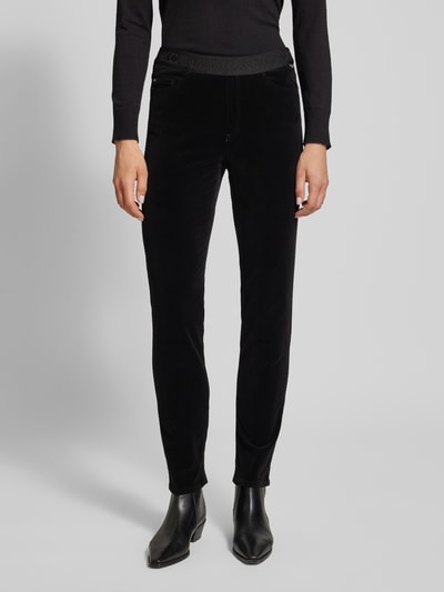 Marc Cain Stoffen broek met elastische band met logo Zwart - 4