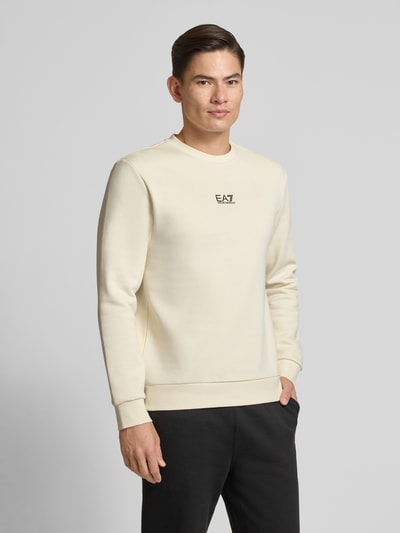 EA7 Emporio Armani Bluza z detalem z logo Złamany biały 4