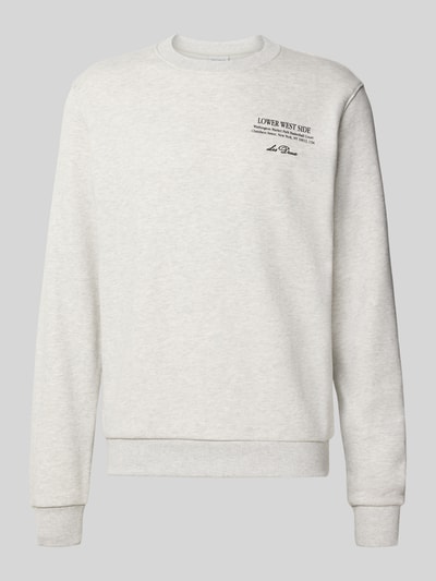 Les Deux Sweatshirt mit Label-Print Modell 'West Side' Hellgrau Melange 2