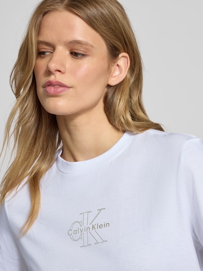 Calvin Klein Jeans T-Shirt mit Label-Print Weiss 3