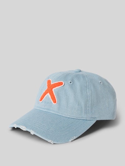 UNIO HAMBURG Czapka z daszkiem z nadrukiem z logo na całej powierzchni model 'Kobe' Jeansowy niebieski 1
