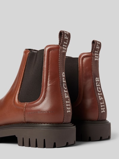 Tommy Hilfiger Leren boots met gestructureerde zool Cognac - 2