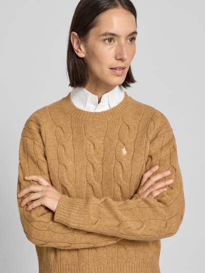 Polo Ralph Lauren Strickpullover aus Baumwoll-Kaschmir-Mix mit Zopfmuster Camel 3