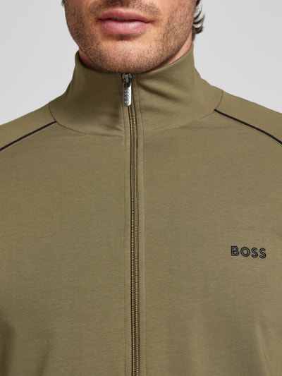 BOSS Bluza rozpinana z wyhaftowanym logo Oliwkowy 3