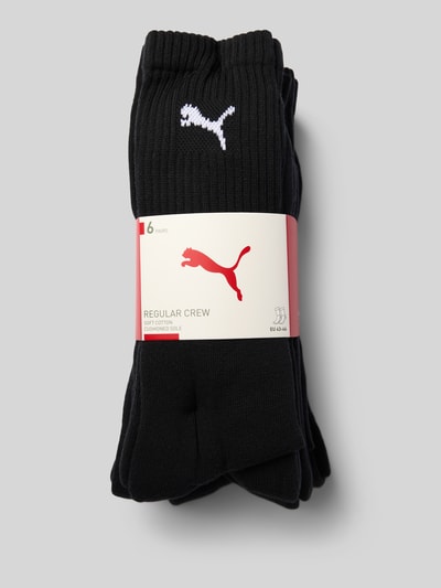 Productfoto, zwarte sokken van katoenmix in set van 6, fijngebreide textuur, Sokken aus Baumwoll-Mix im 6er-Pack van PUMA, Heren