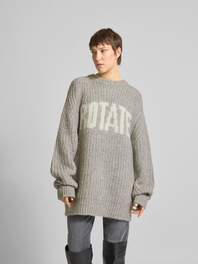 ROTATE Oversized Pullover mit Label-Print Hellgrau 4