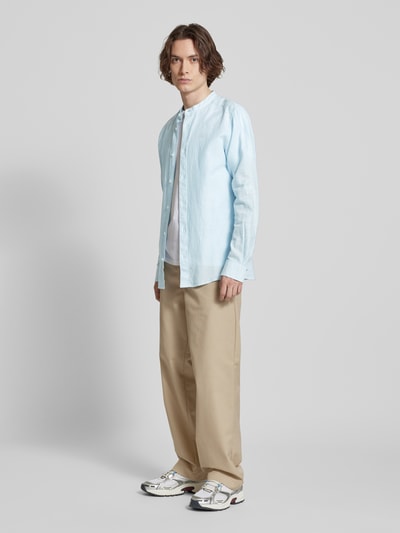 Only & Sons Slim Fit Leinenhemd aus Leinen-Mix mit Kaschmir-Anteil Modell 'CAIDEN' Hellblau 1