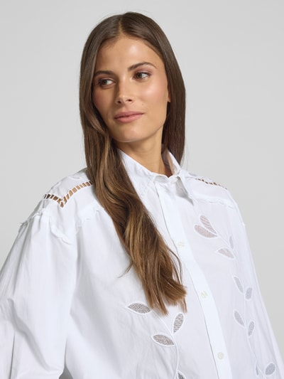 STELLA NOVA Regular fit blouse met broderie anglaise Wit - 3